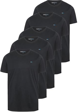 BadRhino Big & Tall 5 Pack Black Core Tee Crew Neck Short Sleeve T-Shirts - Men's - M to 8XL Black 5-6XL