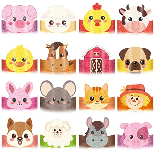 Yinder 48 Pcs Farm Animal Theme Birthday Party Hats Animal Headbands Farm Paper Crown for Birthday Party Favors