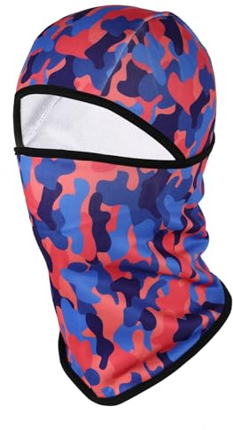 Passamontagna da sci per bambini, caldo, termico, antivento, con cappuccio, maschera sotto il casco, passamontagna per ragazzi e ragazze, sci, ciclismo, corsa, Camouflage B, Taglia unica