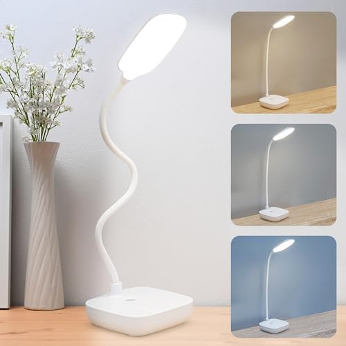 Lampe de Bureau LED Flexible Sans Fil - 3 Modes d'Éclairage, Luminosité Réglable, Commande Tactile, Rechargeable pour Maison et Bureau
