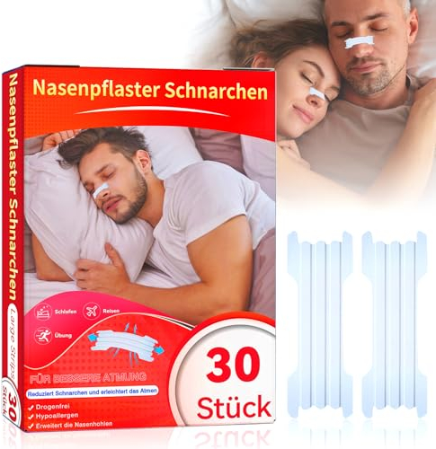 Nasenpflaster Schnarchen,30 Stück Nasenstrips Transparent Nasenpflaster Besser Atmen Nose Strips Lindern Eine Verstopfte Nase Aufgrund Schnupfen, Allergien,Nasal Strips für Schlaf Und Sport
