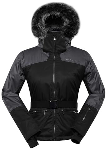 ALPINE PRO OLADA Damen Modische Skijacke Mit Kapuze, Stretch Snowboard Jacke Mit Pelz, Winterjacke Mit Schneefang, Wasserdichte Und Atmungsaktive Outdoorjacke Für Wandern Und Berge