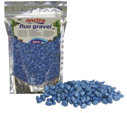 Amtra Fluo Gravel - Decorativo per acquario, ghiaia ceramizzata per fondale, per Acquario di acqua dolce e salata, privo di polveri, Blu, 350 G (Confezione da 2)