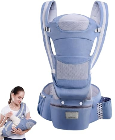 Carrera de asiento de cadera para bebé, portador de asiento de bebé,Soporte de espalda para niños con correa ajustable | Carrador de envolturas para bebés de 0-48 meses con asiento de cadera, para ir
