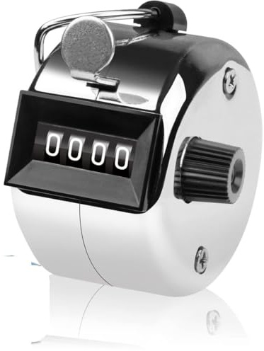 Handheld Tally Counter, 4-Digit counter, Clicker Counter, Hand Mechanical Counters, Clickers Pitch Counter with Reset Knob for Coaching, Knitting, People, Lap, Fishing, Golf, Toddler & Fidget.
