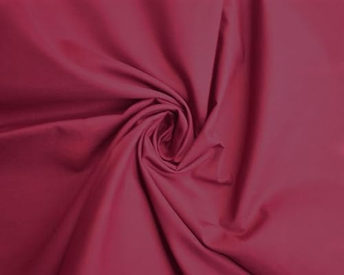 Polycotton -112cm, Durable for Sewing & Dressmaking (Burgundy, 5 Meters)