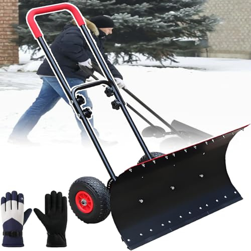 Snöplog För Utomhusbruk - Rullande Snöpuffarskyffel, Dubbelfunktionell Snöröjnings- Och Avfrostningsmaskin, Manuell Plog Med Halkfria Hjul För Gångbanor