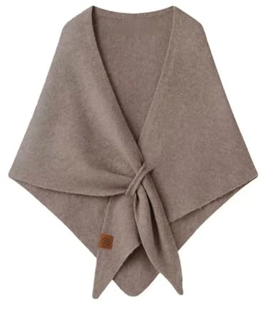 Winter Shawl Wraps Women Knitted Shawls and Wraps Triangle Cardigan Cape Winter Wool Blend Shoulder Top Sweater Scarf (Brown)