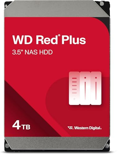 Western Digital WD RedPlus - Disco Duro Interno de 4 TB CMR de 3.5 Pulgadas, caché SATA, 128 MB 5400 RPM, Compatible con NAS WD40EFZZ-AJP Eco Package