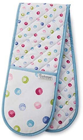 Cooksmart Spotty Dotty Double Oven Gloves for Home Cooking & Baking | Heat Resistant Cotton Gloves with Maximum Protection | Safe & Comfortable Oven Mitt & Potholder for Kitchen