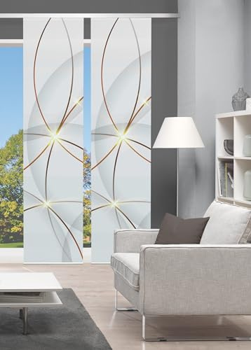 HOME WOHNIDEEN 55062 | 2er-Set Schiebegardine 'BLINKI', Digitaldruck auf Bambus-Optik, mit abstraktem Motiv, 260x60cm, Farbe: Rot und Türkis, Farbe:rot