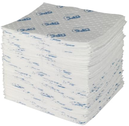 SPC® by Brady Feuilles Absorbantes pour Huiles – Lot de 300 Feuilles Blanches, Légères, 3 Couches, Technologie MAXX, Hydrophobes et Haute Absorption, 40 cm x 50 cm