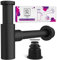 Siphon Schwarz Matt für Waschbecken, Premium Siphon Waschtisch, Messing Wände, Geruchsverschluss inkl. Dichtungen und Reinigungsöffnung, 1 1/4, 60-140mm Höhe, 330mm Länge – M. ROSENFELD HOME