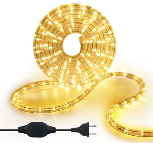 KISUFU 1M LED Strip Rope Lights,220V LED Lichtschlauch Außen,240 LEDs/m Indoor Warmweiß LED Fairy Lights for Garden Decoration,Outdoor LED Lichter Wasserdicht LED Tube