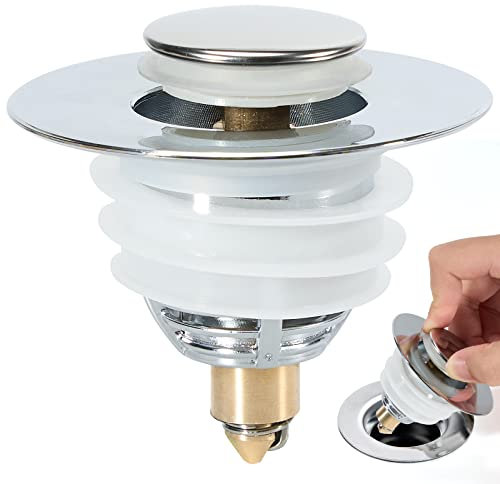 Tappo Lavandino Bagno a Pressione Tappo di Scarico Universale Tappo Lavandino di Scarico Adatto per Fori di Drenaggio con un Diametro Interno di 32 mm - 42 mm
