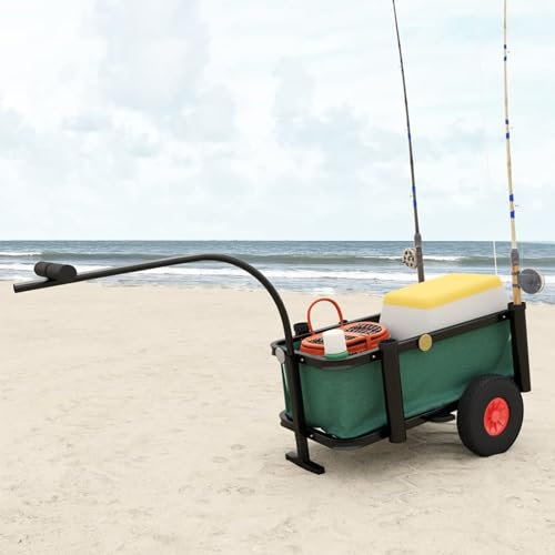 BaraSh Angelwagen mit Tasche Schwarz Stahl Transportwagen Klappbar Angel Trolley