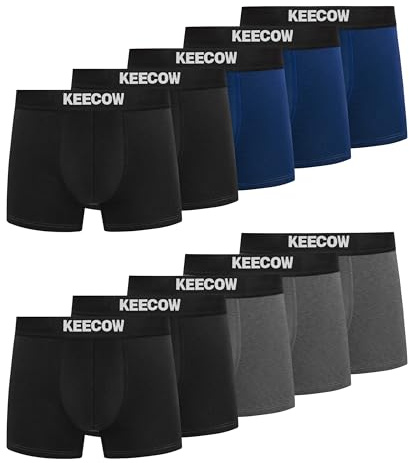Bobelle Men's Boxer Shorts 10 Pack, Cotton Trunks Underwear Retro Soft No Itchy Labels, Breathable Underpants with Elastic Waistband (Black, Blue, Grey, L)