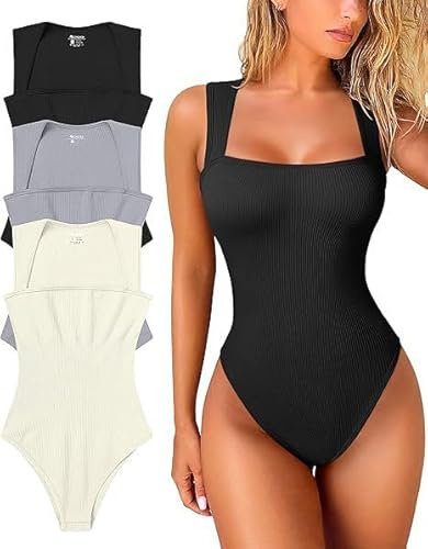 Body, Body Shapewear Contrôle du Ventre, Débardeurs de Contrôle du Ventre sans Manches à Col Carré, Body Shaper Grande Taille, Bodys pour Femmes (M,Noir)