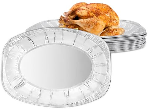 Yeelua 10 Pack Aluminium Foil Trays for Party Food - Large Serving Platter for Sandwiches - Baking and Recyclable Trays for Parties - Oven and Freezer Safe - 29x21cm