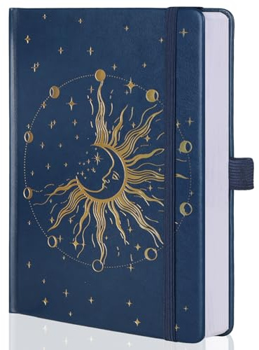 MGGAO Sun Moon Bullet Dot Journals per donne e uomini, quaderni con copertina rigida a punti A5 per scrivere per lavoro, viaggi, scuola, 190 pagine numerate