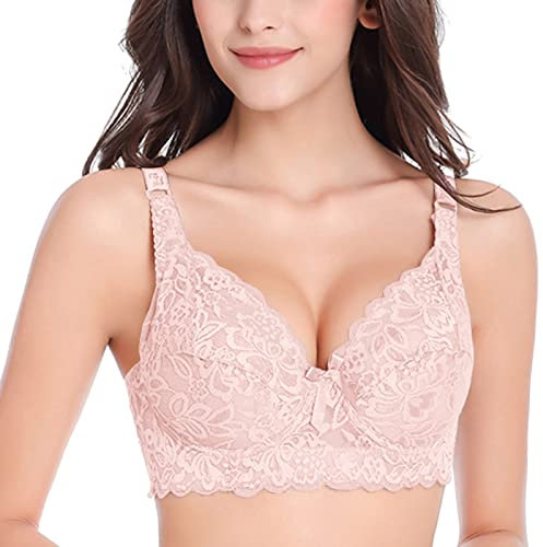 Qixiu Warehouse, Women‘s Wireless Bras, Bra Tops for Women UK, 38 Bras for Women, Full Support Bras for Large Bust, Quarter Cup Bra, Windy Bra Summer, Womens Bra, 2 Sizes Bigger Bra, Bra Pink