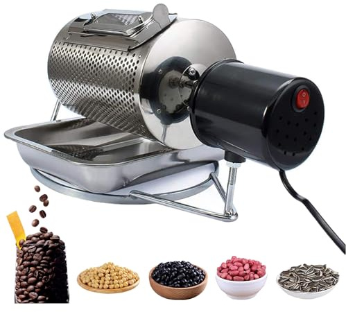 Tostatrice Elettrica per Chicchi di caffè, Tostatrice A Tamburo in Acciaio Inossidabile, Attrezzatura per Tostatura con capacità di 250 G, Tostatrice per Frutta Secca A Basso Rumore