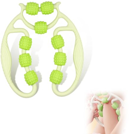 Rodillo Muscular para Piernas,Rodillo Masaje Muscular, Rulo Masaje Muscular de 360°, Rodillo Giratorio para Relajación para Pierna Cuello Masajes Musculars Fitness (Verde)
