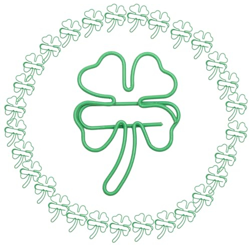 Trombones Trèfle à Quatre Feuilles 30 Pièces, Grands Trombones Métalliques Décoratifs Verts Jolis trombones créatifs pour le bureau pour Bureau École DIY Cartes Cadeaux Documents et Fêtes