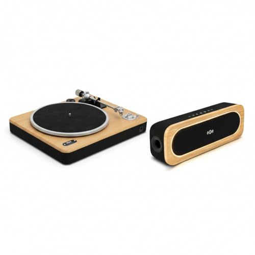 House of Marley Revolution Wireless Turntable & Get Together 3 Portable Bluetooth Speaker - Bluetooth Record Player, 3-Speed Sustainably Made Vinyl Player & 30W Speaker, Easy Set Up Turntables