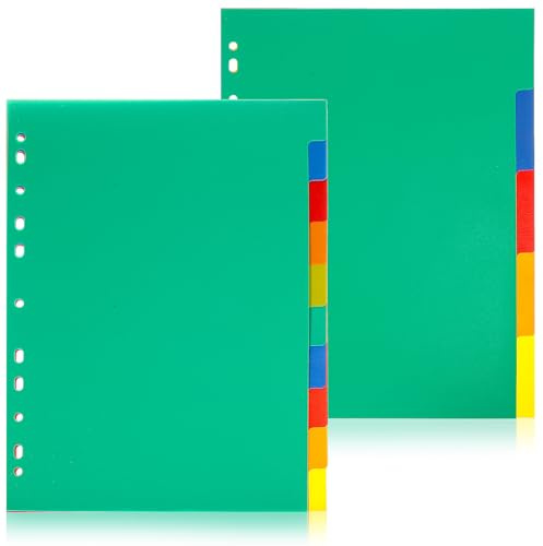 CALLARON Divisores de Índice y Separadores de Carpeta Multicolores A4Pp, 15 Páginas, Perforados, Resistentes y Reutilizables para Organización de Papeles en Oficina y Color Aleatorio