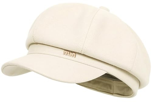 Heyjoin Women's French Octagonal Beret Newsboy Cap Outdoor Painter Hats (White MM)