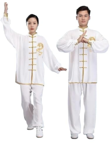 Traditionella tai chi-dräkter, Dragon Tai Chi Kung Fu Outdoor Suit Långärmad Vit Flera storlekar