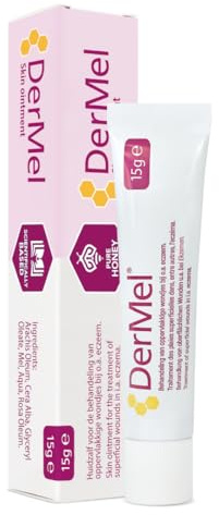 DerMel Honigsalbe 15gr – Wundsalbe unter anderem bei ekzemen, wunden, wundflecken, windeldermatitis, rissen, trockener Haut, gereizter Haut