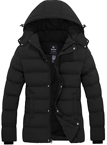wantdo Women's Padded Puffer Jacket Heavyweight Winter Coats Outerwear Black XL