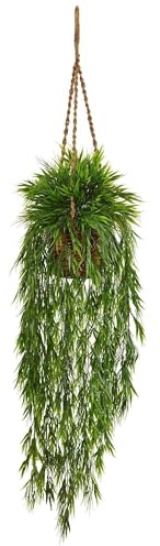Nearly Natural Mini Bamboo Artificial Plant Hanging Basket