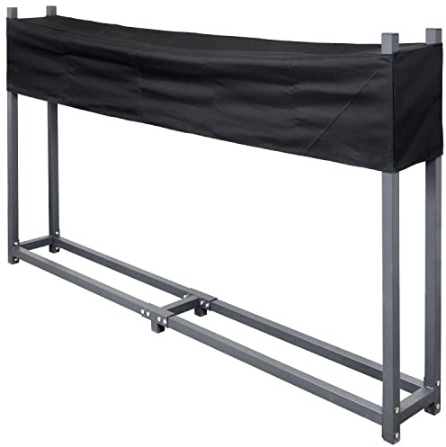 V2Aox Kaminholzregal Regal Aufbewahrung für Kaminholz Brennholz Holzunterstand Kaminholzständer Brennholzregal Metall mit Abdeckung 200 x 115 cm in Anthrazit