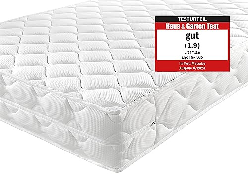 DREAMSTAR Ergo Flex Duo 7-Zonen Matratze 140x190 cm | H2&H3 | Ergonomische Kaltschaummatratze | Hypoallergen & Antibakteriell | Bezug abnehmbar & waschbar | Öko-TEX® | (16cm, 140 x 190 cm)