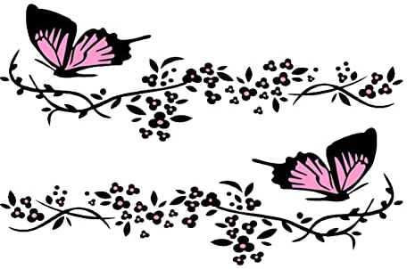 Schmetterlings Blumen Autoaufkleber,Asudaro 2St Wasserdicht Schmetterling Aufkleber Auto Tattoo Auto Motorhaube Aufkleber Dekoration Augenbraue Lampe Für SUV LKW Wandbild 30 cm x 11 cm,Schwarz Rosa