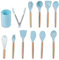12Pcs Kitchen Utensil Set Silicone Cooking Utensils,Cooking Spatula Turner Heat Resistant Nonstick Cookware with Wooden Handle,Silicone Cooking Utensils Kitchen Utensils Kitchen Tool Gadgets