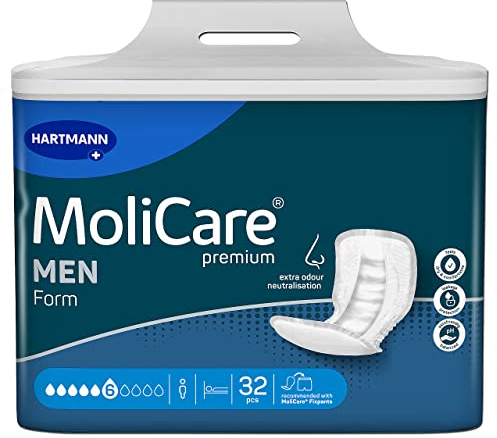 MoliCare Premium Form MEN 6 Tropfen, für mittlere Inkontinenz: hohe Sicherheit, extra Auslaufschutz und Diskretion für Männer, zu verwenden mit MoliCare Premium Fixpants, 32 Stück