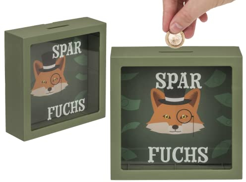 Spardose, Sparfuchs, ca. 15 cm, aus Kunststoff Grün