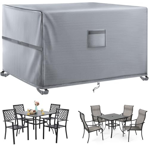 Kovshuiwe Fundas para muebles de jardín,242x162x100cm, impermeable, fundas de mesa de patio 420D, tela Oxford resistente, cubierta de muebles de ratán, resistente al viento, anti-UV para patio,