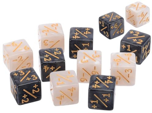 SinChic Contadores de Dados,12 PCS Token Dice D6 Loyalty Dice Set Negro + 1/+ 1 & Blanco -1/-1 Dados de Lealtad Cubo de Dados D6 Compatible con MTG CCG Card Gaming Accesorio