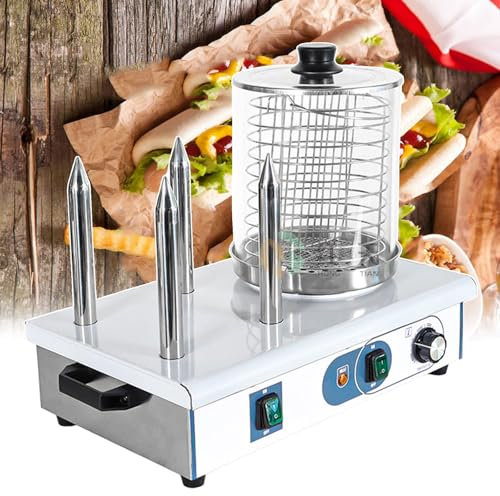 WOTZOV Vaporera eléctrica para Perritos Calientes, máquina para Hacer Salchichas y Calentador de panecillos y Perritos Calientes, Parrilla Profesional para Salchichas: Control preciso de