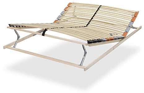 i-flair 7-Zonen Lattenrost TFlexTrio, 42 Federleisten, 140x200 cm – Lattenrahmen zerlegt mit Mittelgurt, Kopf- und Fußverstellung, hergestellt in der EU