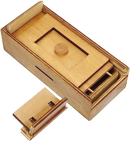 KOMBIUDA Wooden Puzzle Box Compartments for Hiding Money Treasures Creative and Challenging Toy for Boys and Girls and Puzzle Boxes Enthusiasts Made