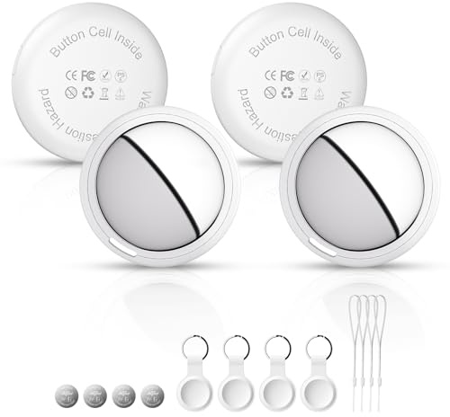 Bnlei Localizador Smart Air Tracker Tag Funciona con Apple Buscar (Solo iOS), Batería de Repuesto Incluida, Bluetooth Rastreador para Llaves, Coche, Bicicleta, Bolso (Blanco, Paquete de 4)