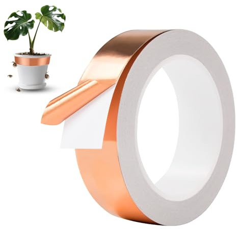 Zyluniy Nastro in Rame 30MM*20M, Nastro Autoadesivo in Rame Difesa per lumache, Nastro Rame Conduttivo per Schermatura EMI EMC IEM, Riparazioni Elettriche, Orto per Proteggere Le Piante (30mm*20m)