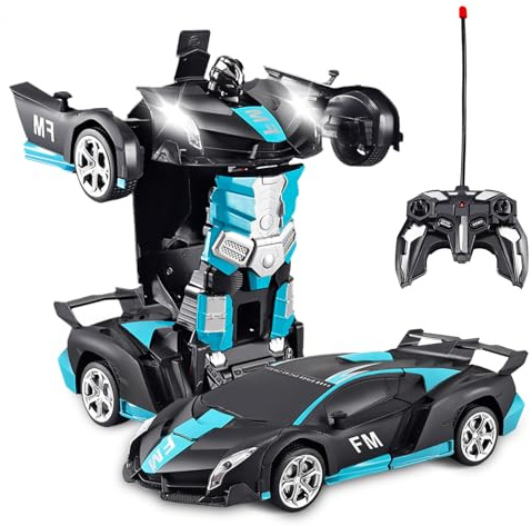 Tccydm Voiture télécommandé Robot,2 en 1 Robot Jouets Voiture Transformable,RC 2.4GHz Voitur radiocommandée,Transformers Jouets,360°Rotation Rechargeable,Voitur Enfant,pour Cadeau Enfant 3-12 Ans.