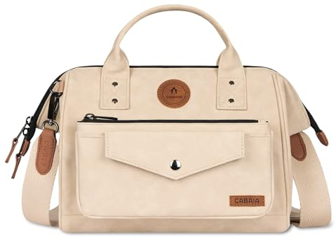Cabaïa Sac Bandoulière Crossbody Adventurer Medium (5,8L) - Sac à Main Femme - Bandoulière Réglable & Ouverture Grand Angle - Vegan & Déperlant - Idéal Quotidien, Ville & Voyage - Beige (Andenne)